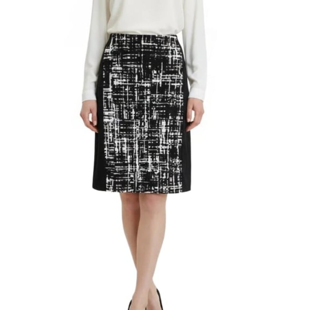 Cynthia Rowley Pencil Skirt Black and White Abstract Stretch Womens Size Medium